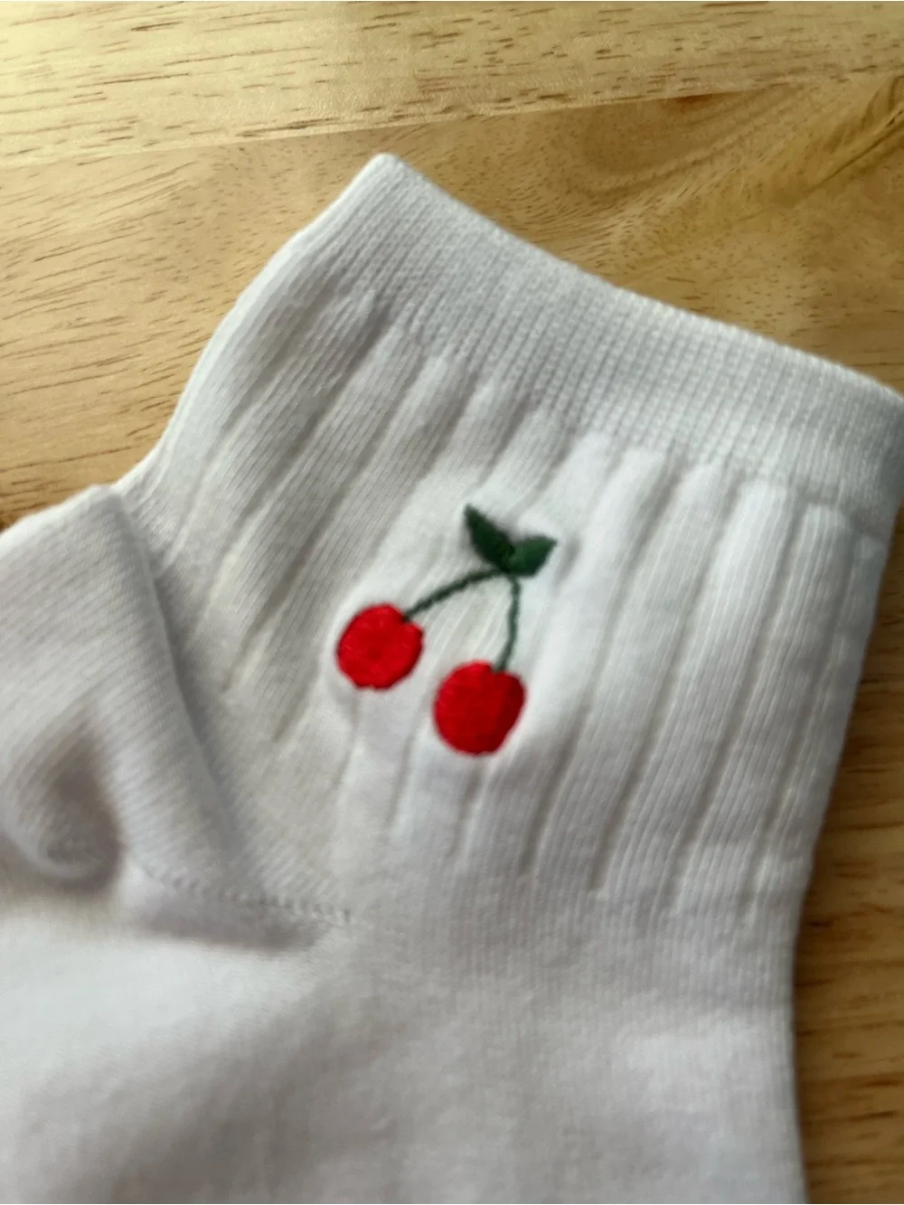 LOFT White Fruit Ankle Sock Set with Cherry & Lemon Embroidery